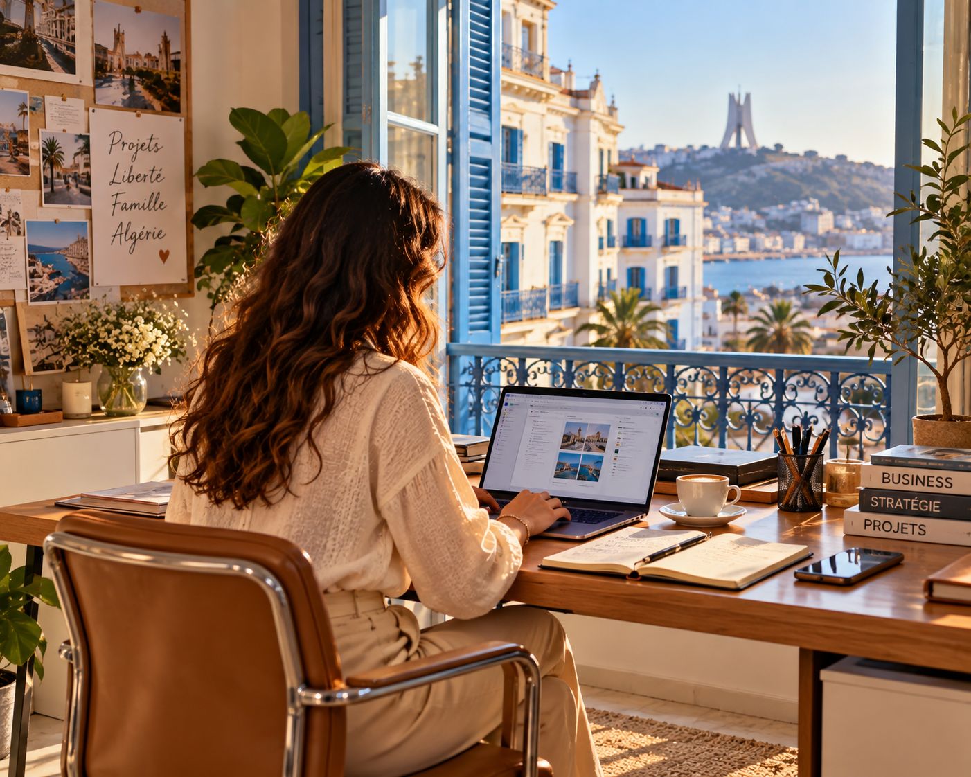 Linda à son bureau, face à la baie d'Alger